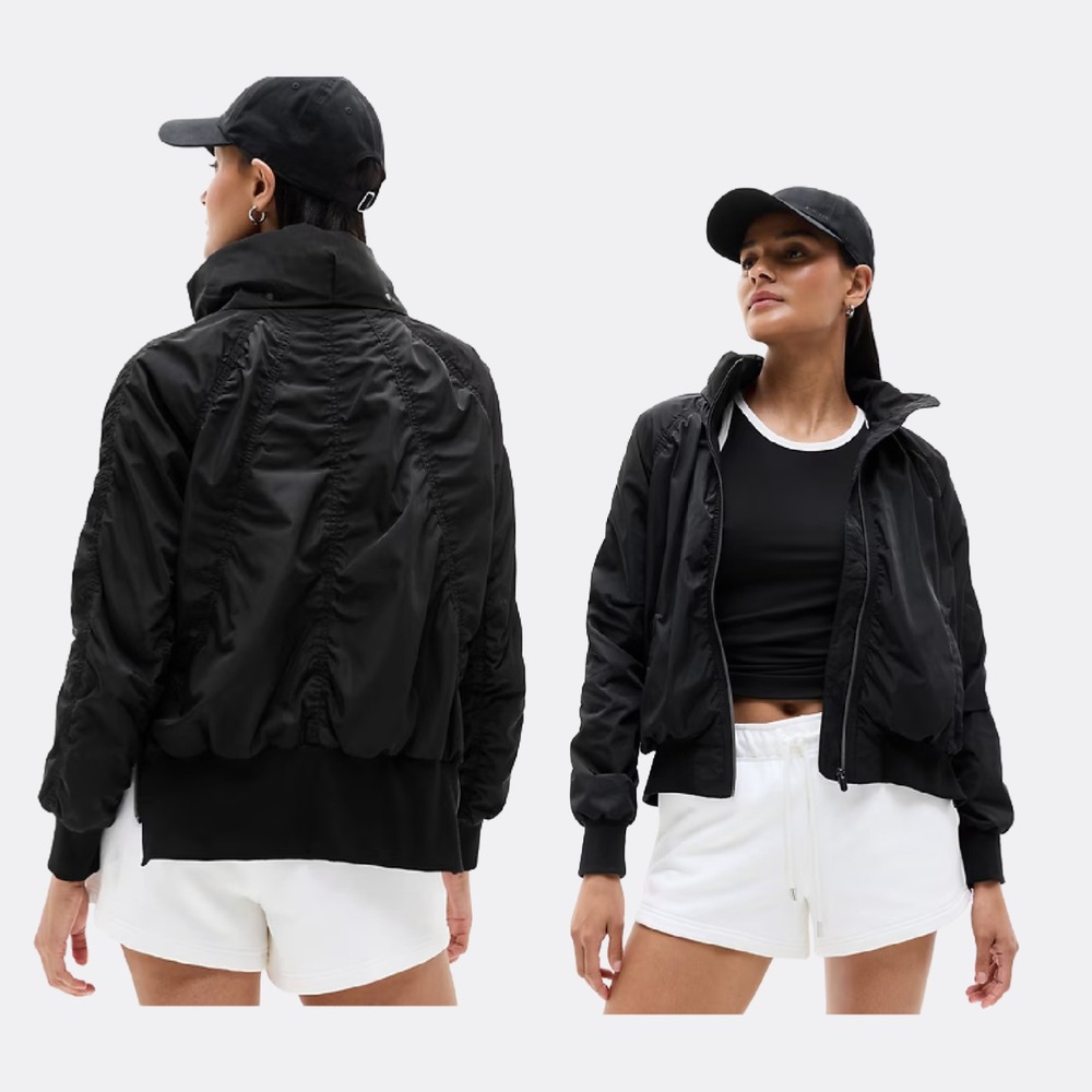 Athleta Jet Black Bomber Jacket